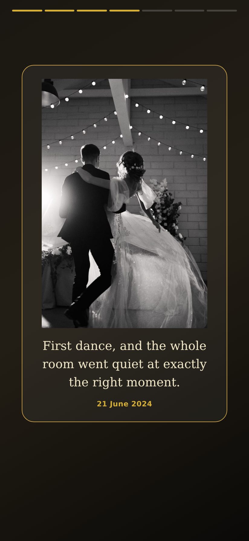The Luxurious theme: a black and gold reveal of a wedding keepsake.
